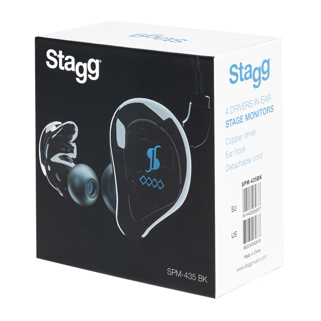 Stagg SPM-435 BK, auscultador para monição, 4 vias