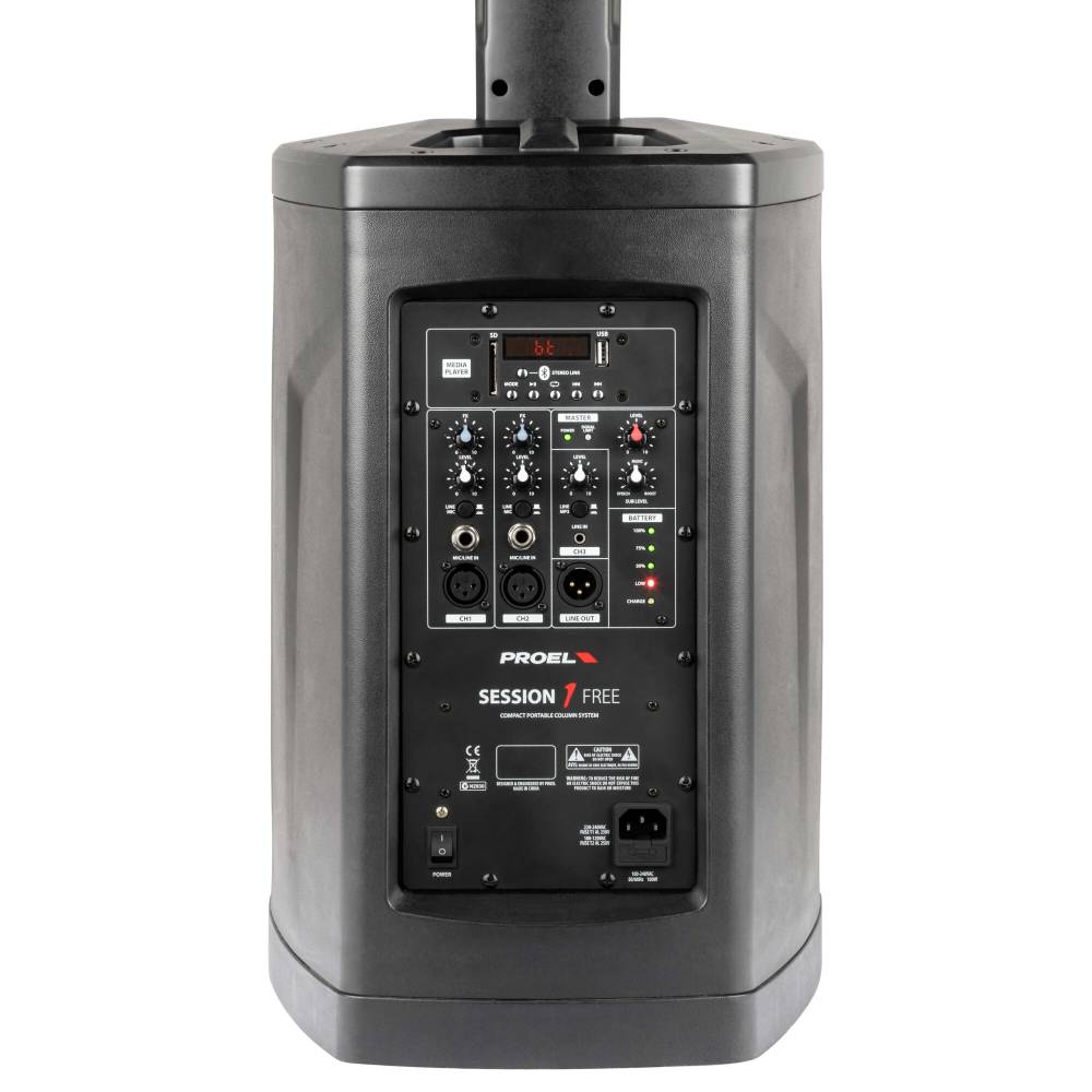 Proel Session 1 Free, sistema com bateria, 2 XLR e MP3/USB/SD com Bluetooth