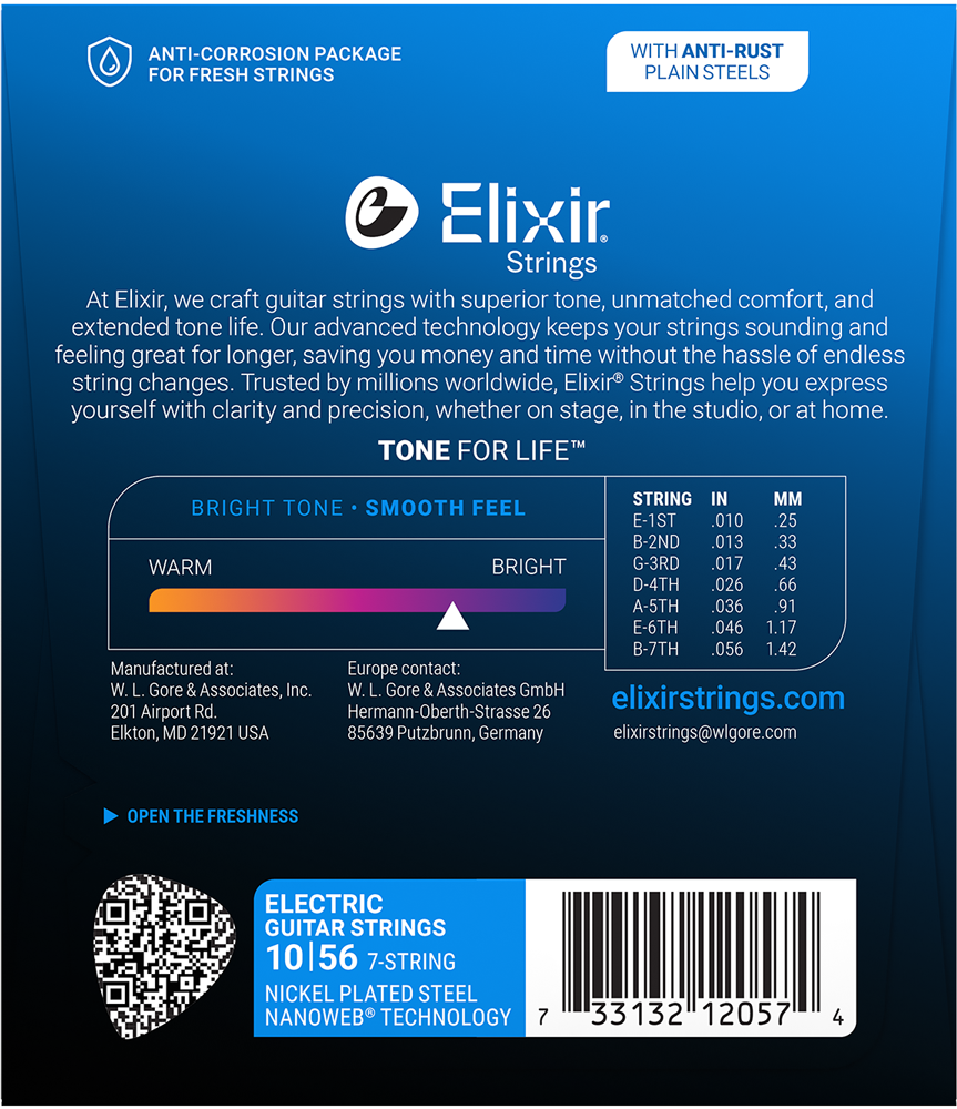 Elixir Nanoweb 10/56, 7 Cordas Light 12057