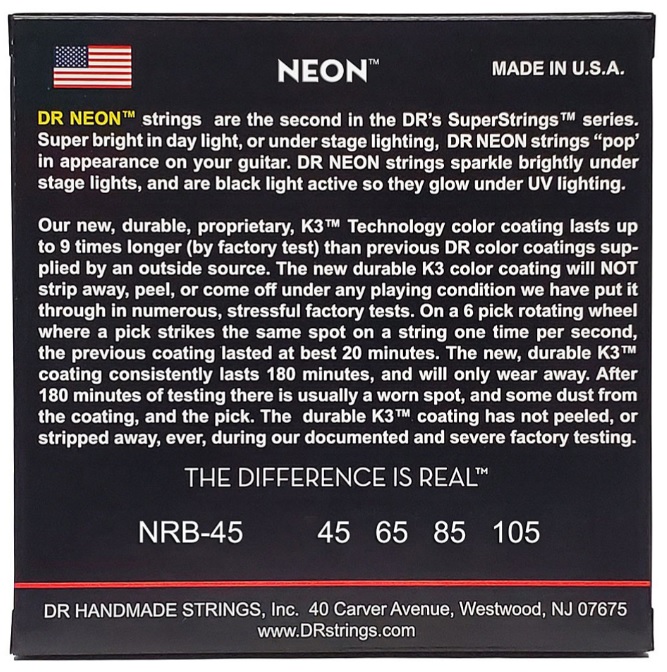 DR Strings Hi-Def Neon Red NRB-45 Medium 45/105