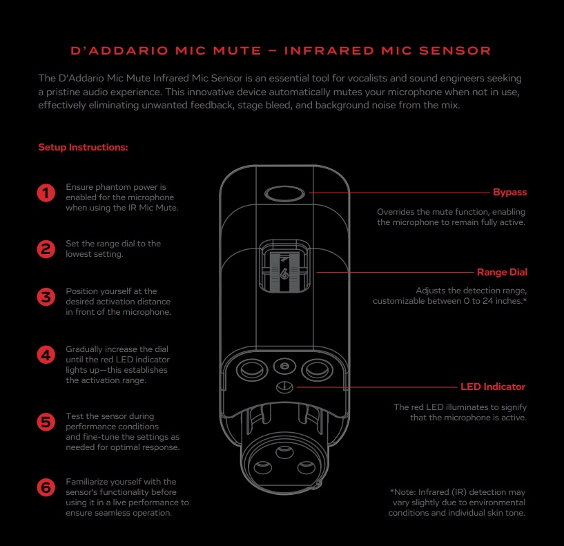 Daddario IR Mic Mute Sensor PW-IRMM-01