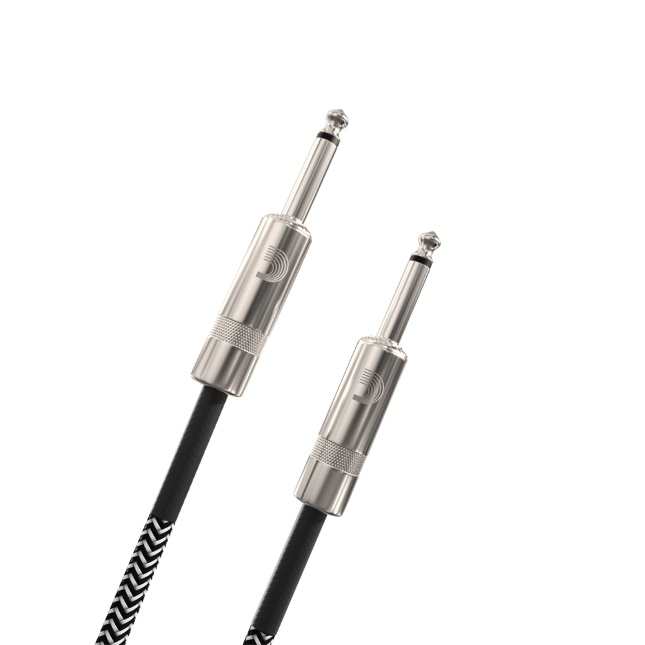 Daddario PW-BG-10BG Custom Series Braided Instrument Cable, Grey, 3m