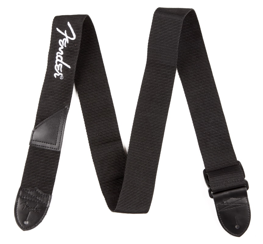 Fender BLACK Poly, White Logo, 2"
