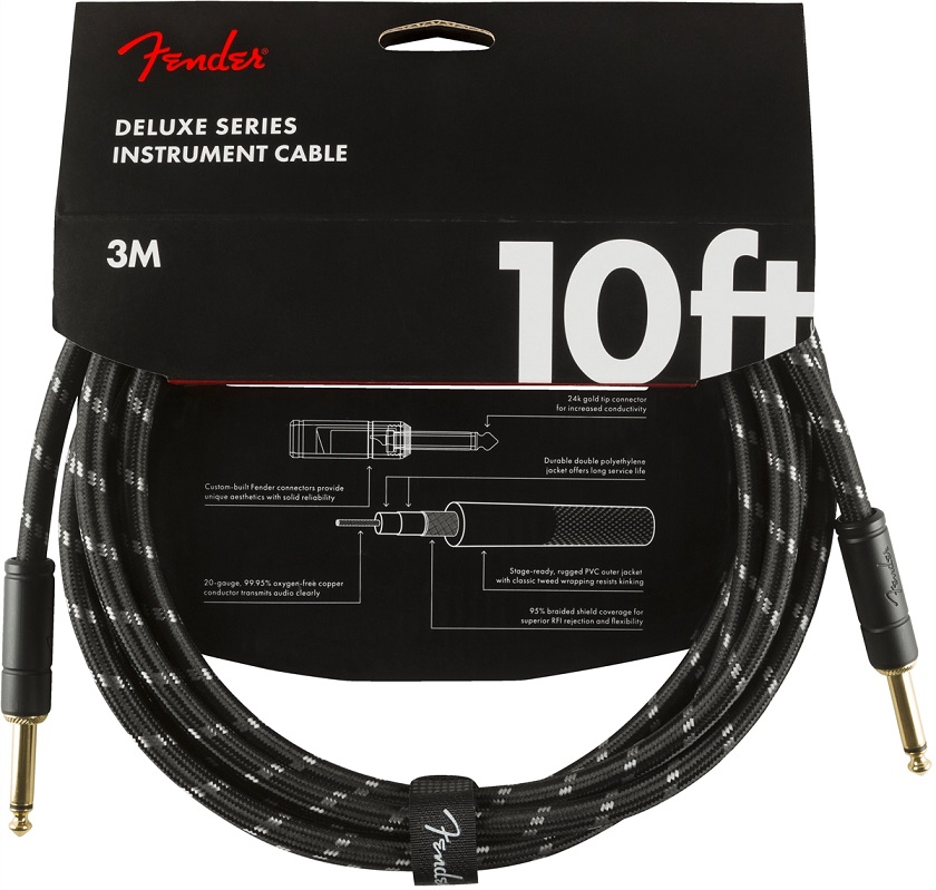 Fender Deluxe Instrument Cable Black Tweed, 3m