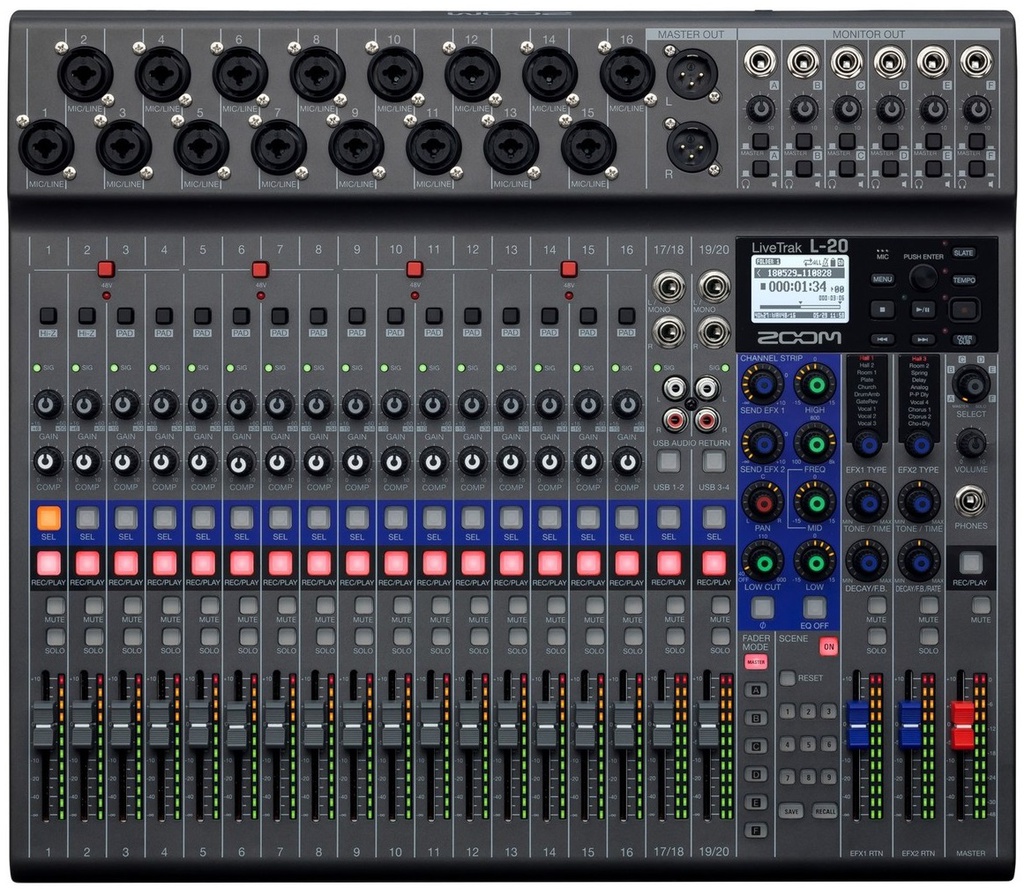 Zoom LiveTrak L-20 Mesa Digital 20 Canais
