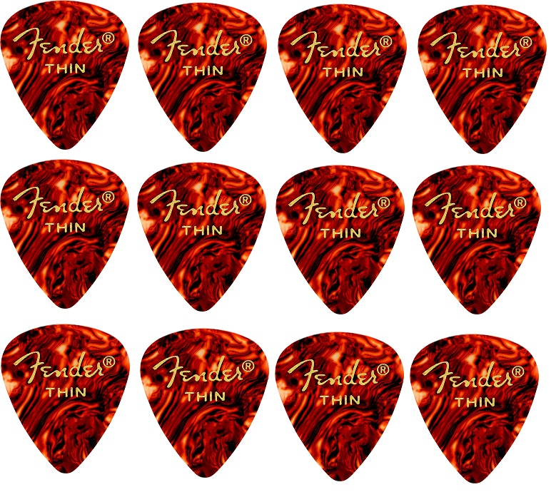 Fender 351 Shape Classic Picks Thin, Tortoise Shell, 12un.