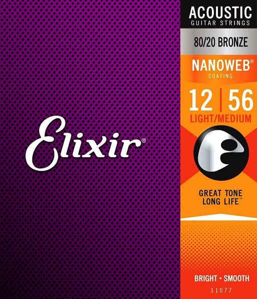 Elixir Nanoweb 12/56 Light/Medium Bronze 11077