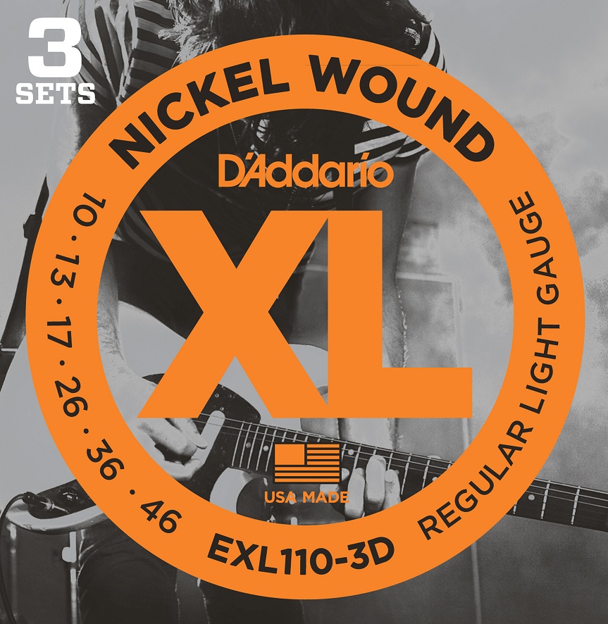 Daddario EXL110-3D Regular Light, set 3 jogos