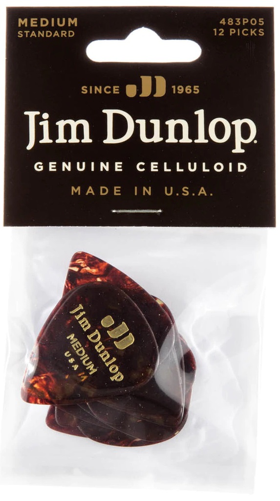 Dunlop 483P05MD Guitar Pick Celluloid Shell, Medium