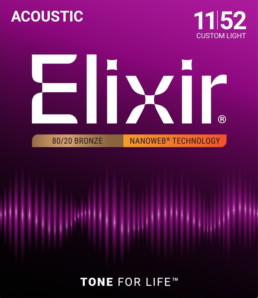 Elixir Nanoweb 11/52 Custom Light Bronze 11027