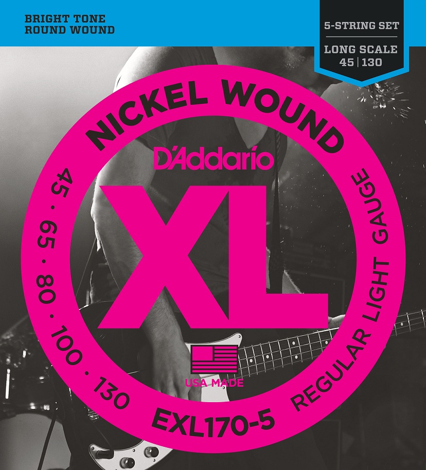 Daddario EXL170-5 Light Long Scale 45/130 Nickel Wound