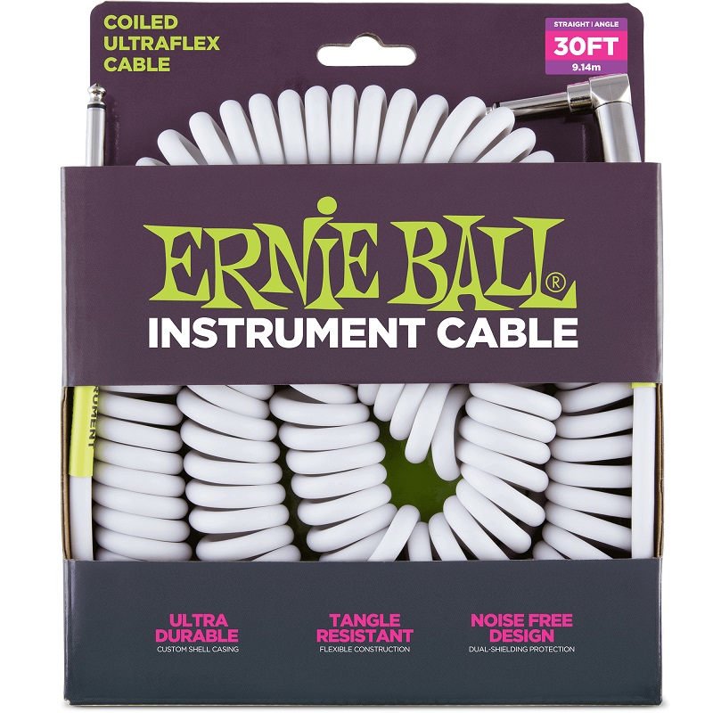 Ernie Ball EB6045 Cabo Instrumento Espiral 9m Branco