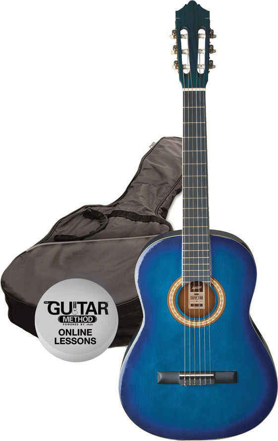 Ashton SPCG34 Transparent Blue Burst, guitarra clássica 3/4