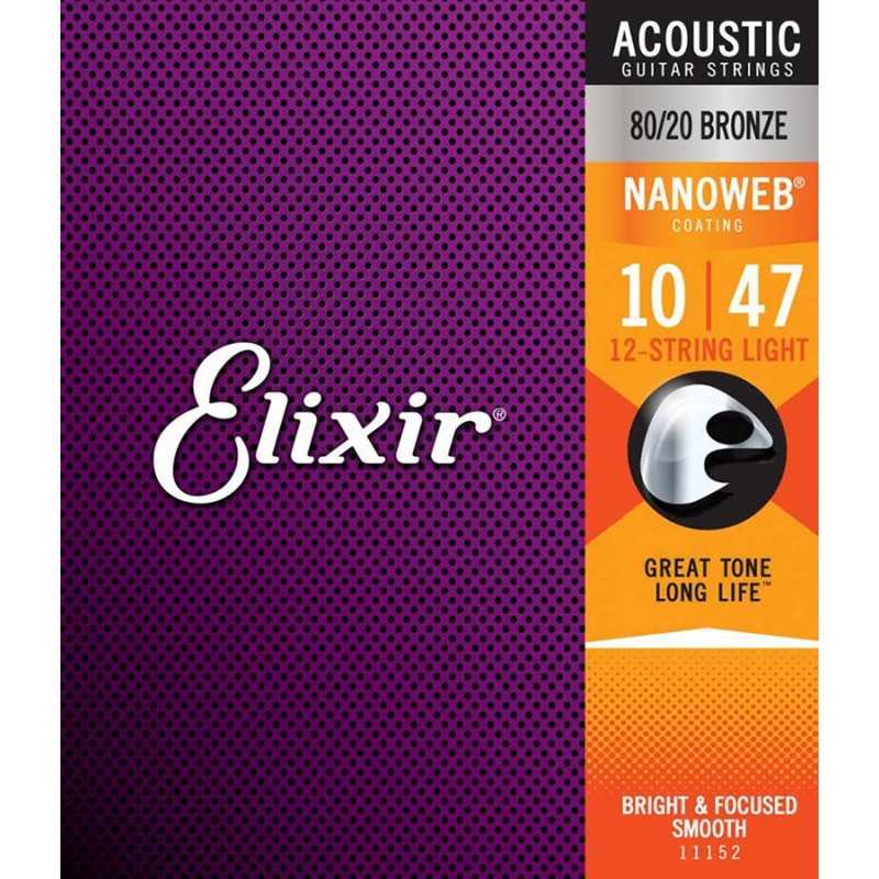 Elixir Nanoweb 10/47 Light 12 Cordas Bronze 11152