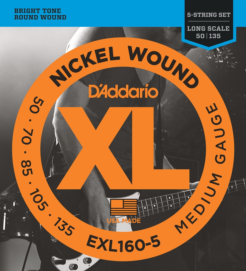 Daddario EXL160-5 Medium Long Scale 50/135 Nickel Wound