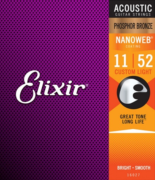 Elixir Nanoweb 11/52 Custom Light Phosphor Bronze 16027