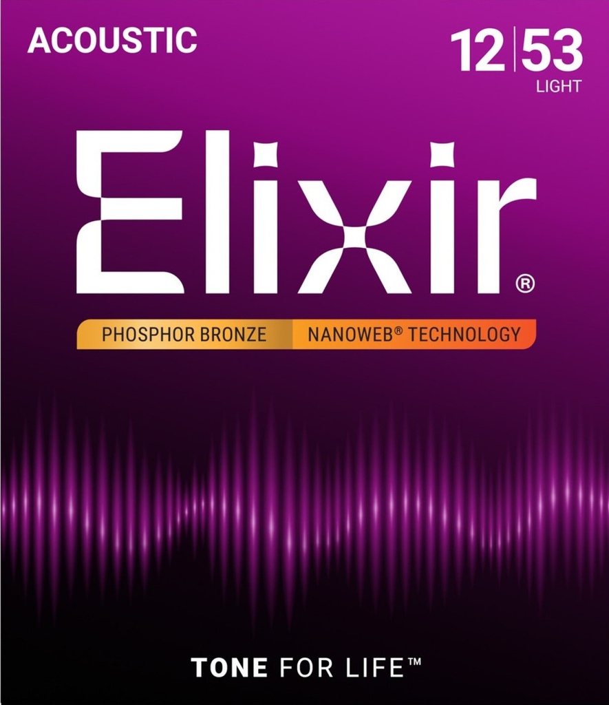 Elixir Nanoweb 12/53 Light Phosphor Bronze 16052