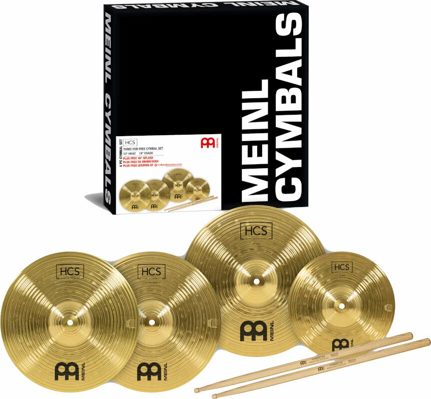 Meinl HCS Kit 13" HiHat, 14"CR, 10" SP com Baquetas