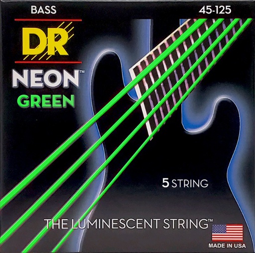 [A/011380] DR Strings NGB5-45 Hi-Def Neon Green 45-125