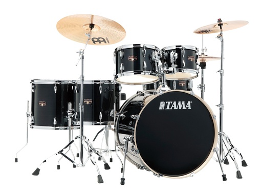 [A/011517] Tama Imperialstar IP62H6W, 6 peças com hardware e pratos Meinl HCS, Hairline Black