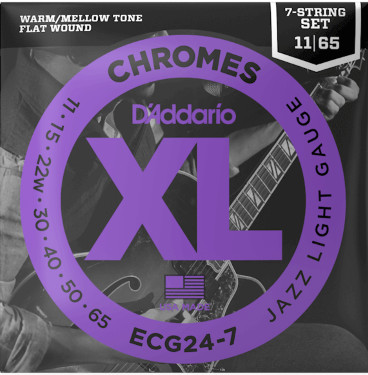 [A/012367] Daddario ECG24-7  Jazz Light 11/65 Chromes, Flatwound