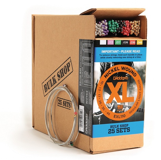 [A/001591] Daddario EXL110-B25 Regular Light, set com 25 jogos