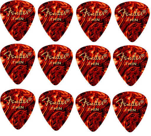 [A/002547] Fender 351 Shape Classic Picks Thin, Tortoise Shell, 12un.