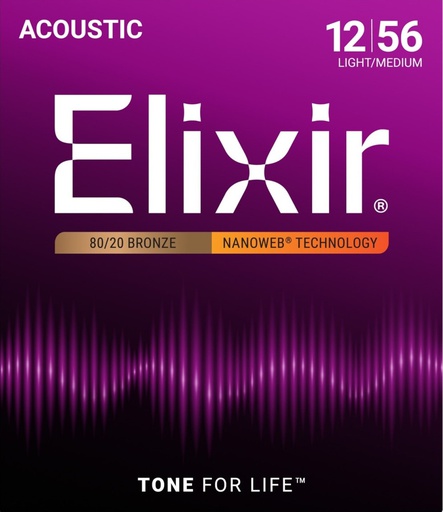 [A/002348] Elixir Nanoweb 12/56 Light/Medium Bronze 11077