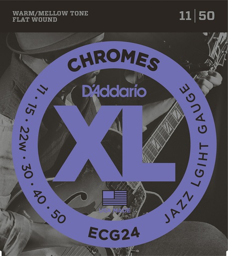 [A/001541] Daddario ECG24 Jazz Light 11/50 Chromes, Flatwound