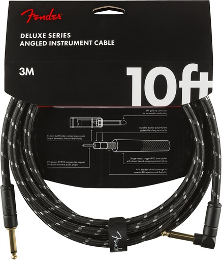 [A/002731] Fender Deluxe Instrument Cable Angle Black Tweed 3m