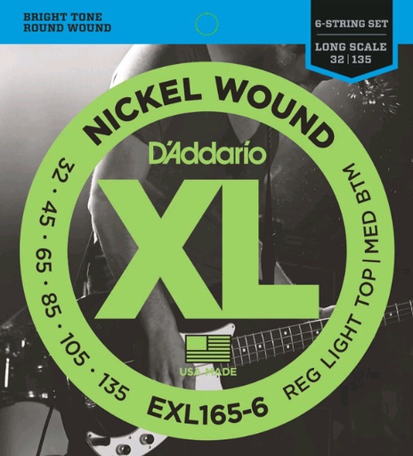 [A/001614] Daddario EXL165-6 Custom Light Long Scale 32/135 Nickel Wound
