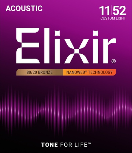 [A/002315] Elixir Nanoweb 11/52 Custom Light Bronze 11027