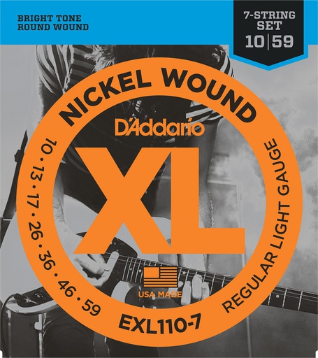 [A/001590] Daddario EXL110-7 Regular Light 10/59 Nickel Wound, 7 cordas