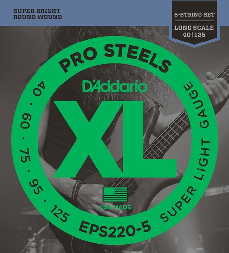 [A/001584] Daddario EPS220-5 Super Light Long Scale 40/125 Pro Steels