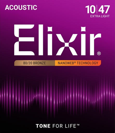 [A/002314] Elixir Nanoweb 10/47 Extra Light Bronze 11002