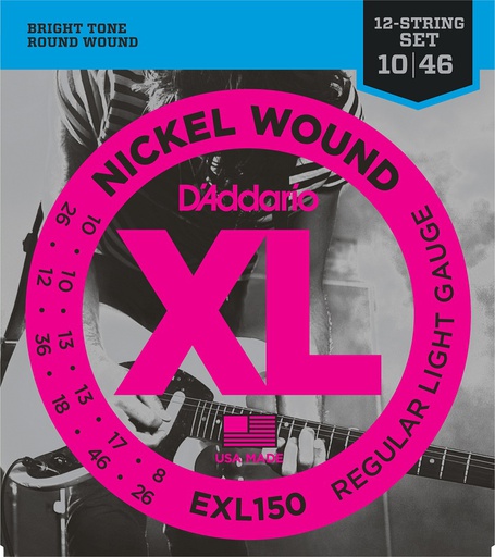 [A/001606] Daddario EXL150 Regular Light 10/46 Nickel Wound, set com 12 cordas