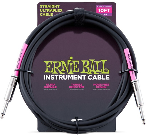 [A/002418] Ernie Ball EB6048 Cabo Instrumento 3m Preto