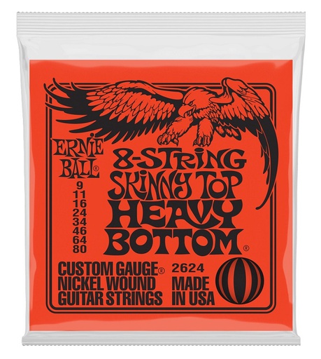 [A/002404] Ernie Ball EB2624 Skinny Top Heavy Bottom 8 Cordas 9/80