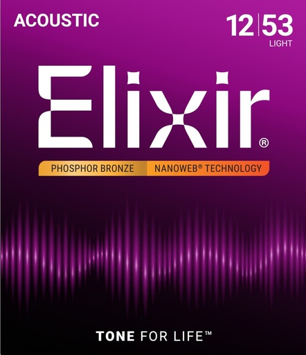 [A/002351] Elixir Nanoweb 12/53 Light Phosphor Bronze 16052