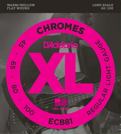 [A/001536] Daddario ECB81 Light Long Scale 45/100 Chromes