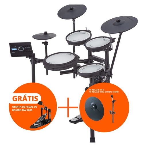 [A/008093] Roland TD-17KV2 E-Drum com OFERTA pedal DW-2000 + 1x Roland CY-5 + 1x Roland MDY-Cymbal Stand