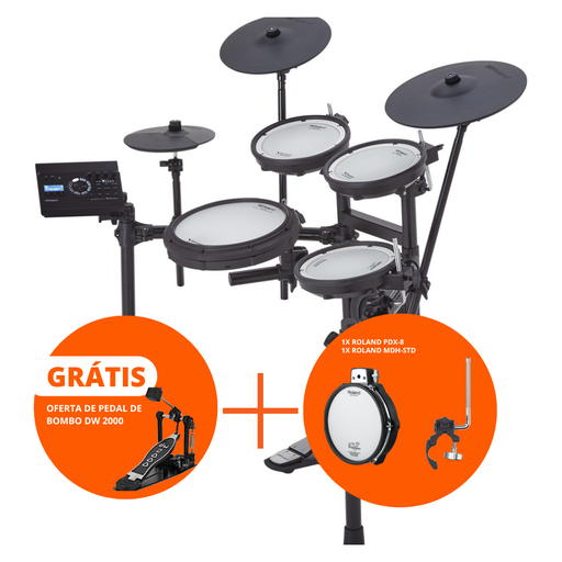 [A/008093] Roland TD-17KV2 E-Drum com OFERTA pedal DW-2000 + 1x Roland PDX-8 + 1x Roland MDH-STD