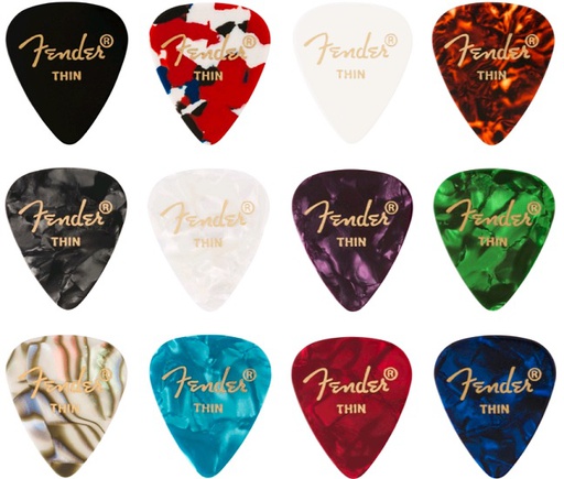 [A/009040] Fender 351 Shape Celluloid Medley Extra Heavy, Multi Color, 12un.